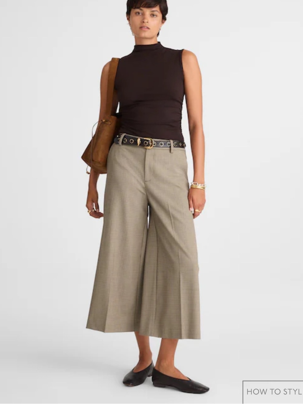 Madewell NWT Brown Plaid Wide Leg High Rise Culottes Size 12